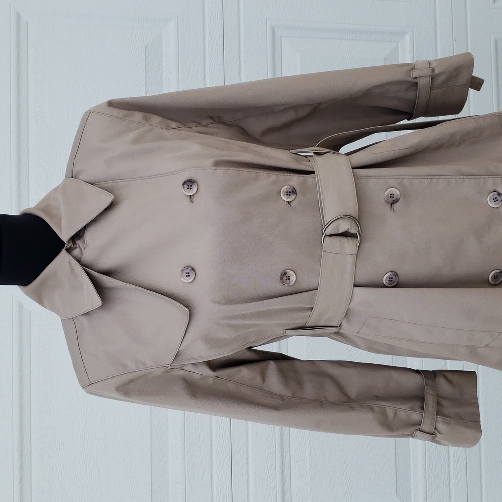 Vintage London Fog Combed Cotton Belted Trench Coat Size 8 Petite USA Classic - Picture 2 of 16